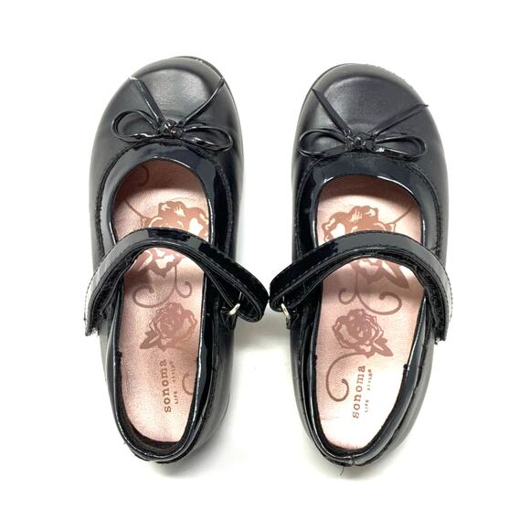 Sonoma Life Style Toddler Girls Black Hook and Loop Dress Shoes - Picture 1 of 8